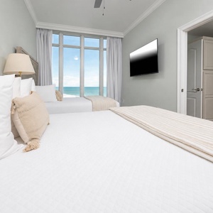Unwind in this queen guest suite and stream your favorite shows or enjoy a good movie after a beach day