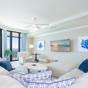 This gorgeous living room brings the beauty of the Gulf right to your doorstep