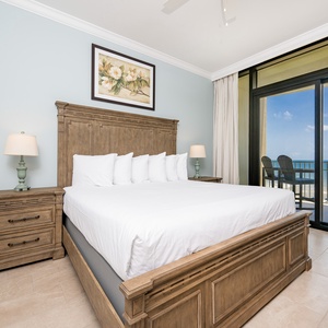 Stylish king master suite with an elegant design and stunning beach views from your balcony