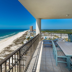 Watch the coastline stretch into the distance and the horizon meet the sky from your balcony while you soak up the sun