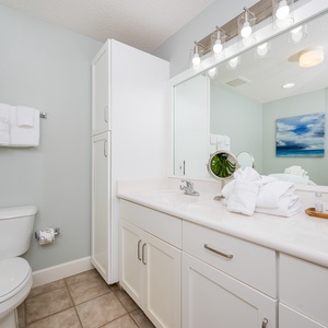 Refresh in the master bath after a day of adventure with a soothing jetted tub and relaxing walk-in shower
