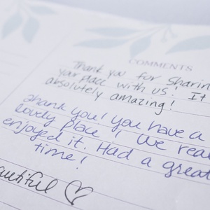 Thank you notes express guests' appreciation for a lovely stay, highlighting their enjoyment and memorable experiences