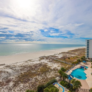 Take in the serene views of the tranquil waters and beach from your spacious balcony, perfect for relaxation