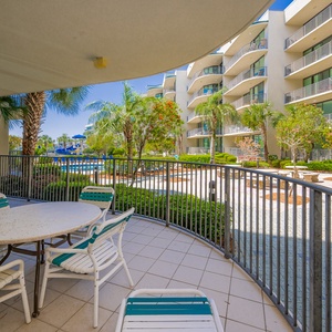 Bask in the sunshine while enjoying the lush surroundings and pool area views