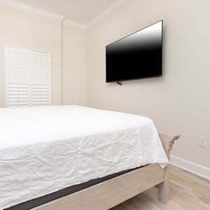 Stretch out on plush bedding and stream your favorite shows while your relax