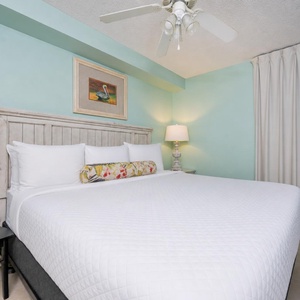 A soothing king suite welcomes you with a plush bed and peaceful lighting for restful nights