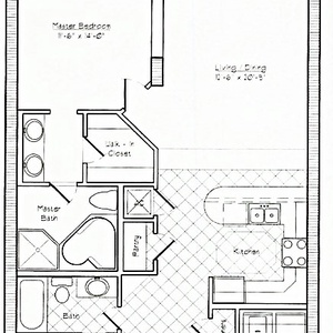 This floor plan showcases a well-designed layout with a spacious living area, master bedroom, and convenient kitchen