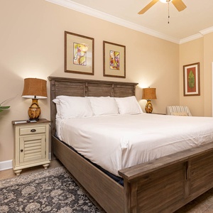 Enjoy restful nights in this king master suite with cozy bedding and drift off into a peaceful slumber