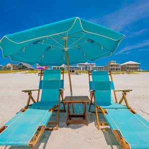 Beautiful beach chairs offer the perfect spot to sit back and enjoy the Gulf views