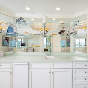 Grab a chilled drink from the fridge or create your favorite cocktail at the wet bar