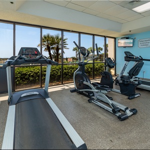 Stay active in our well-equipped fitness center featuring various machines to help you maintain your workout routine