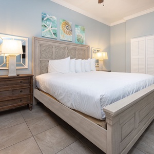 Enjoy restful nights in this king master suite with cozy bedding and drift off into a peaceful slumber