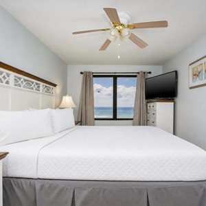 Experience restful nights in the king master suite, complete with a lovely beach view that inspires relaxation