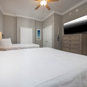 Unwind in this queen guest suite and stream your favorite shows or enjoy a good movie after a beach day