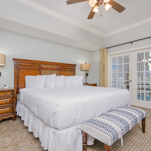 Enjoy restful nights in this king master suite with cozy bedding and drift off into a peaceful slumber