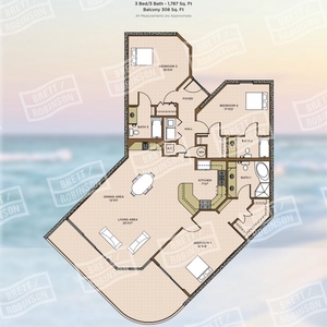 Explore this three bedroom vacation rental with three baths and balcony access from the master suite