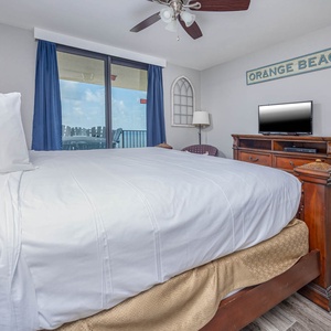Inviting master bedroom with a plush king bed and easy access to the balcony for fresh gulf air and views