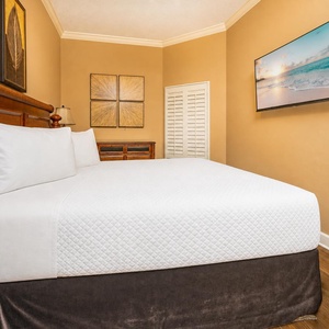 Rest in the king guest suite while streaming your favorite shows after a day at the shore