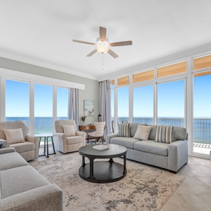 Gather in this welcoming living space and enjoy stunning panoramic views through the windows