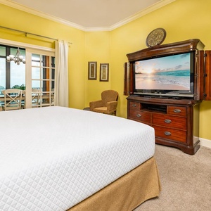 Relax in the master suite while watching your favorite shows on the classic wood armoire TV cabinet