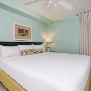 A soothing king suite welcomes you with a plush bed and peaceful lighting for restful nights