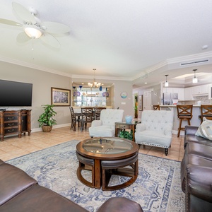 Gather in this welcoming living space and enjoy a movie night or stream your favorite shows