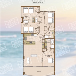 Explore this four bedroom three bath vacation rental with beach balcony access from the master and living area