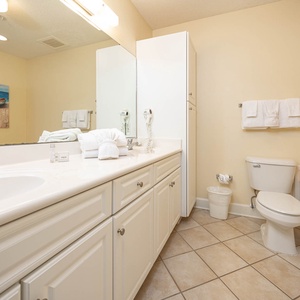 Refresh in the master bath after a day of adventure with a soothing jetted tub and relaxing walk-in shower
