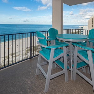 Savor your morning coffee on the balcony enjoying expansive views of the coastline and tranquil waters