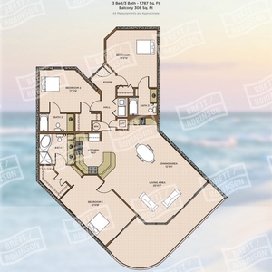 Explore this three bedroom vacation rental with three baths and balcony access from the master suite