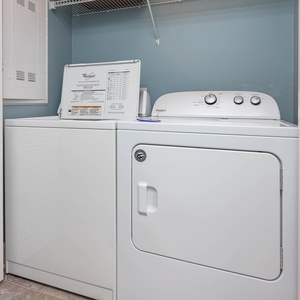 Conveniently handle laundry with the in-unit washer and dryer, making your stay hassle-free and enjoyable