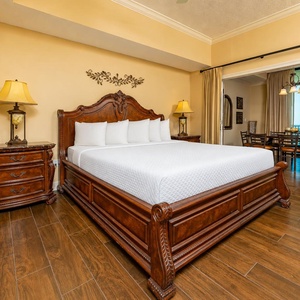 Sink into the king bed in this elegant master suite and rest before your day at the beach