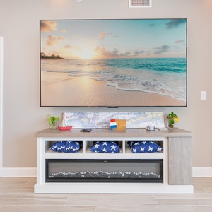 Stream your favorite shows after a day at the beach in this inviting vacation spot on the beach