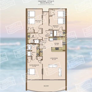 Explore this three bedroom three bath vacation rental with beach balcony access from the master and living area