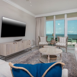 Sink into the sofa with queen sleeper, stream shows on the TV, and step onto the balcony to watch the beach