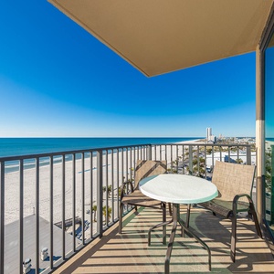 Breathe in the fresh gulf air while enjoying your morning coffee on this west corner beachfront balcony