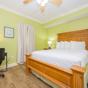 Unwind in the queen bed or plan your next adventure with complimentary WiFi in this cozy guest suite