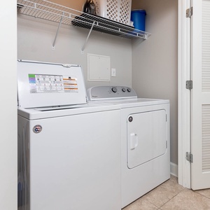 Easily manage laundry needs with a convenient washer and dryer in a dedicated space