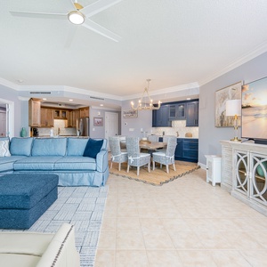 Sink into the plush sectional with a queen sleeper as you enjoy a movie night, surrounded by stylish coastal decor