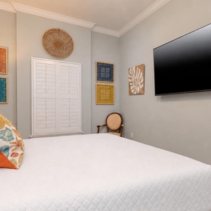 Settle into plush king bedding and stream favorite shows on the wall TV for a peaceful night