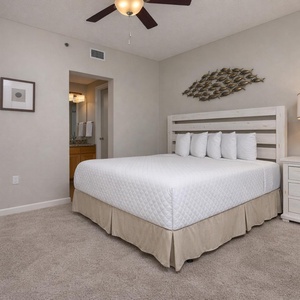 Enjoy restful nights in this king master suite with cozy bedding and drift off into a peaceful slumber