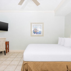 Relax on the cozy queen bed in this guest suite and stream your favorite shows after a fun vacation day