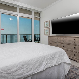 Unwind after a day at the beach in the king master suite streaming your favorite shows and listening to the waves