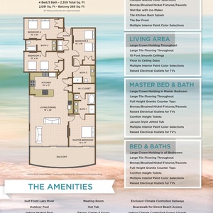 Explore this spacious 4 bedroom 3 bath rental with stunning views and beachfront balcony access from the master suite