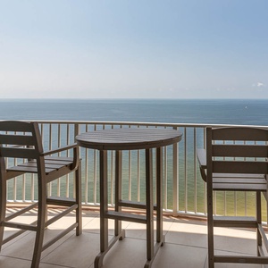 Sit on the tall chairs, feel the gulf breeze, and watch the shoreline and horizon