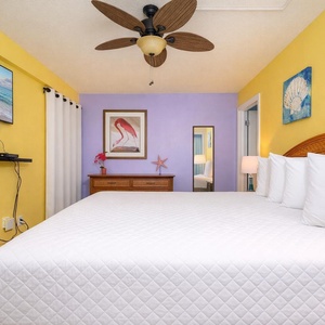 Unwind after a day at the beach in the king guest suite and watch your favorite shows or a good movie