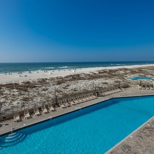 Sparking gradual entry beachfront pool area with seemingly endless views of the coast