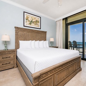Stylish king master suite with an elegant design and stunning beach views from your balcony