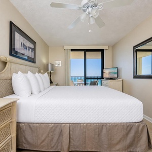 Soft coastal sounds greet you from the master suite with a king bed as you relax