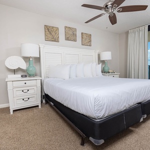 Experience restful nights in the master bedroom with a king bed and stunning views from the balcony